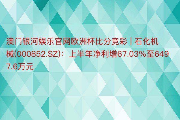 澳门银河娱乐官网欧洲杯比分竞彩 | 石化机械(000852.SZ)：上半年净利增67.03%至6497.6万元