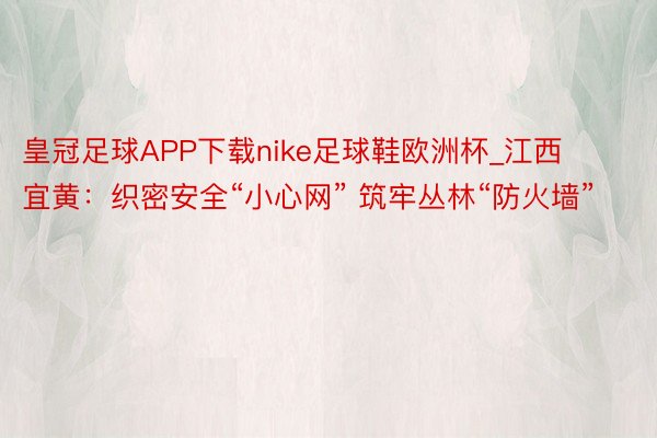 皇冠足球APP下载nike足球鞋欧洲杯_江西宜黄：织密安全“小心网” 筑牢丛林“防火墙”